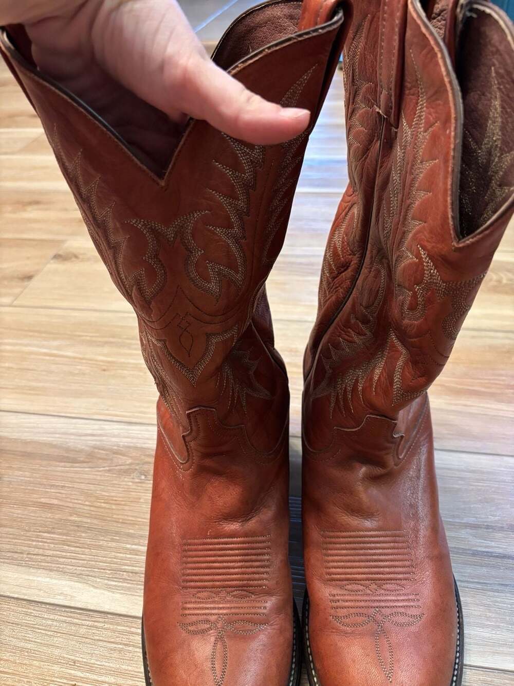 Tony Lama Brown Leather Western Cowboy Boots